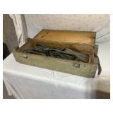 Military Mortar Shell Box, Leather Slings, Belts