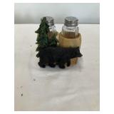 Carved Bear Wooden Salt/Pepper Shaker Holder