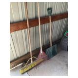 Shop broom, rake, shovel