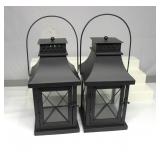 New Metal & Glass Candle Lanterns 14" T set of 2