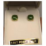 14K Gold Marked Jade Earrings