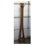 Antique Oak Slat Hall Tree 73" Tall