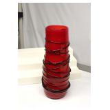 Mid Century Signed Art Glass Vase 16" Tall