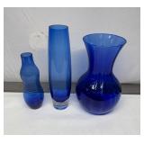 Vintage Blue Glass Vases