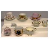 Vintage Tea Cups & Saucers w Creamer & Sugar