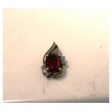 925 Marked Sterling Silver Garnet Pendant