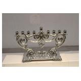 Brighton Scroll Menorah Silver Plate Candle Holder