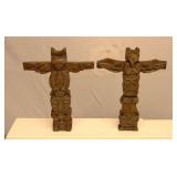 Totem Pole Wood Wall Art 8.5"T set of 2