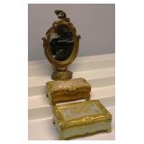 Vintage Wood Jewelry Boxes & Vanity Mirror