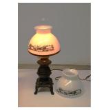 Currier & Ives Pot Belly Stove Electric Lamp 17"T