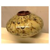 Hand Blown Marbled Glass Design Fire Pot Table Top