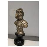 Antique Spelter Bust Victorian Woman 10"T