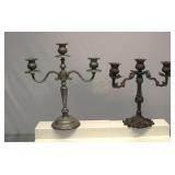 Cast Iron & Silver Plate Candelabras