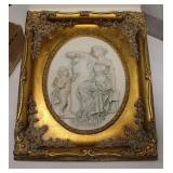 19th Century White Marble Carved Portrait Framed