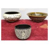 Vintage Signed Pottery Bowl & Vases