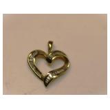 10K Gold Marked Moissanite Heart Pendant