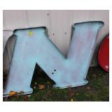 Vintage Metal " N " Sign 36" Tall