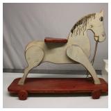 Antique Wood Toy Riding Horse 26"W 22"T
