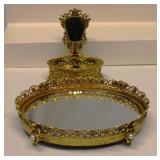 Gold Filigree 5 Hole Lipstick Holder / Mirror