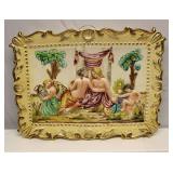 Antique Capodimonte Porcelain Plaque 12" x 9"