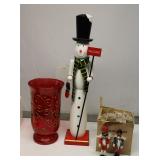 Wood Nut Crackers & Glass Vase