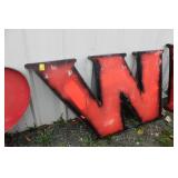 Vintage Metal " W " Sign 36" Tall