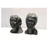 Exotic Black Coral Carved Heads set 2