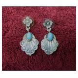 Marked 925 Sterling Silver Turquoise Earrings