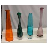 Mid Century Art Glass Vases Set of 4