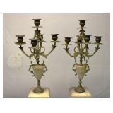 Mid Century 5 Arm Brass Candelabras / Onyx Base 2