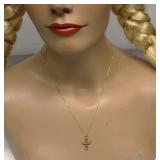 10K Yellow Gold Marked Diamond Cross Necklace
