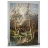Antique Oil on Canvas Vallon 39x24