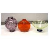 Vintage Art Glass Vases & Bowl