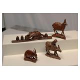 Vintage Boxwood Art Carving Figurines Lot