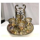 Antique Silver Plated Egg Cups Set With Spoons