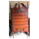 CHIPPENDALE MAHOGANY BONNET TOP HIGHBOY