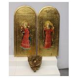 Vintage Religious Wall Art & Shelf  15"X7" Each