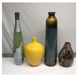 Pottery & Glass Vases Lot of 4
