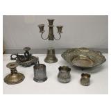 Antique Silver Plate Candle Holders / Dishes