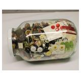 Vintage Buttons in Large Jar 10" T