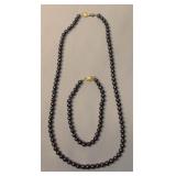14K Gold Clasp Pearl Necklace & Bracelet