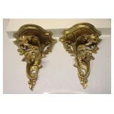 Antique Wood Carved Wall Shelf set of 2 9x9 Each