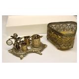 Vintage Gold Filigree Lipstick Holder & Trinket Bo