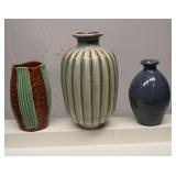 Mid Century Pottery Vases set of 3