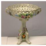Antique Dresden Porcelain Compote 8"T 7"W