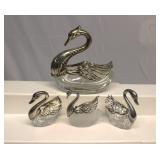 Vintage Crystal Swans Salts