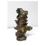 Vintage Metal Lady Bust 12" Tall