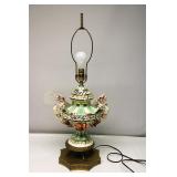 Capodimonte Porcelain Winged Dragon Lamp 30"T