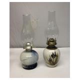 Glass & Stoneware Oil Lamps set 2