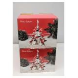 Silver Plated Christmas Tree Candle Holders set 2